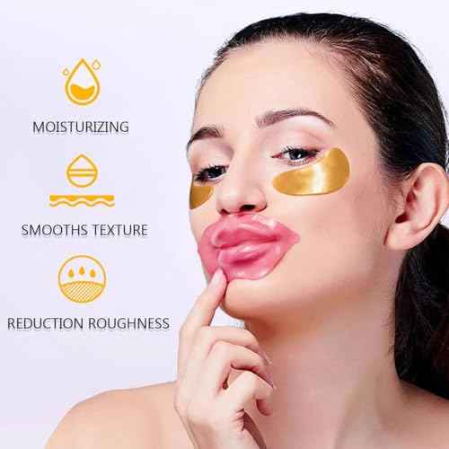 Miniling 30 Pairs Lip Mask & Eye Mask, Crystal Collagen Under Eye Patches for Puffy Eyes, Undereye Bags, Wrinkles, 24K Gold Gel Eye Masks for Dark Circles and Puffines, Skincare Gifts for Women