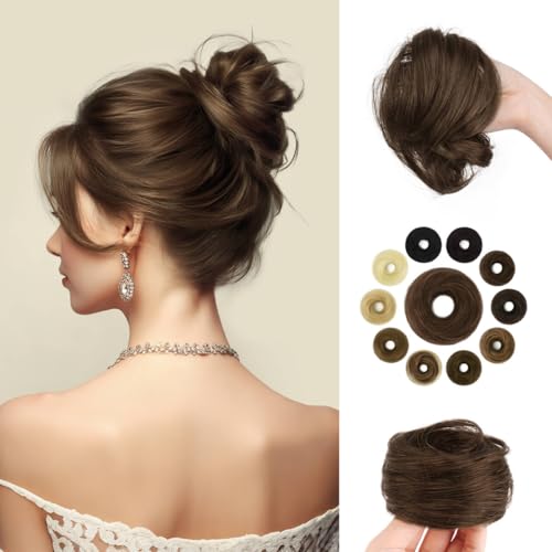 Real Human Hair Bun - 16g Messy Updo with Elastic Band