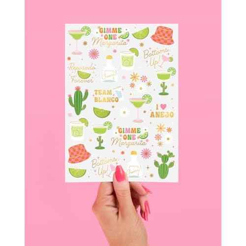 xo, Fetti Margarita Temporary Tattoos - 54 Gold Foil Pcs | Tequila Bachelorette Party, Cinco De Mayo Fiesta Favors, Birthday Accessory, Cactus Bach Activity