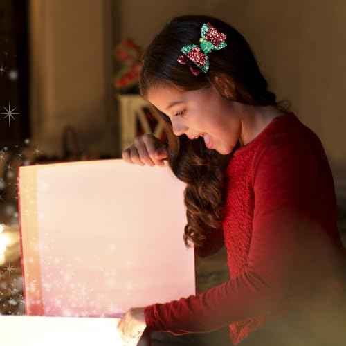 Christmas Glitter Hair Bow Clips Cute Christmas Tree Hairpins Sparkly Girls Hair Accessories for Xmas Party, Red&Green