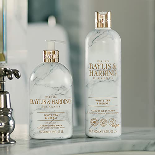 Baylis & Harding Liquid Hand Soap Wash with Dispenser, Elements, White Tea & Neroli, 16.9oz/500ml (3-Pack)