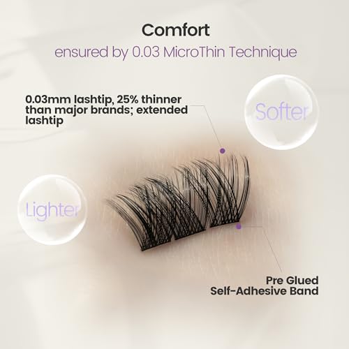 Press-On No Glue Needed Lash Clusters 72Pcs?Self Adhesive Eyelashes 10-16mm?Wispy Cateye Look?Reusable & No Residue?Beginner Friendly Extension Kit by GlamReal