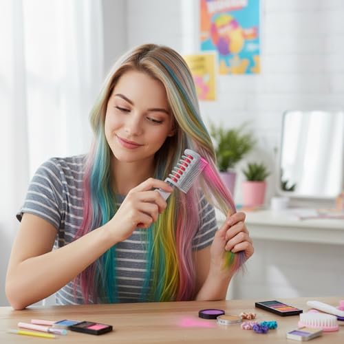 10-Color Hair Chalk Comb Set - Temporary Washable Hair Dye