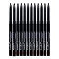 Beauty Spot (12pcs) Nabi Retractable Waterproof Eyeliner Pencil - Long Lasting Fade Resistant Formula - Quick Makeup Remover (Black)
