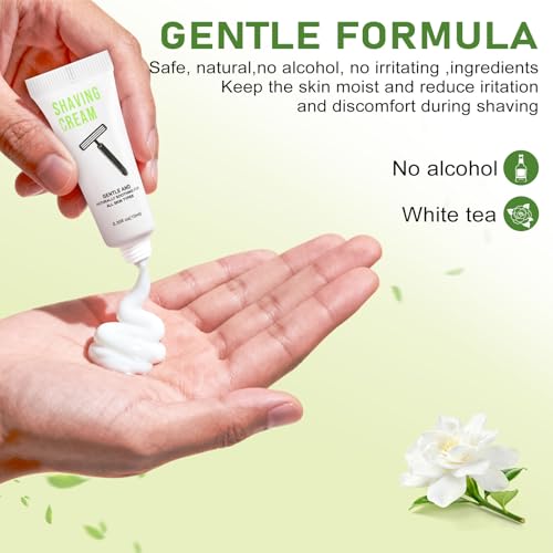 50 Shaving Cream Bulk Travel 10ml/0.35fl oz,Disposable Shaving Cream in Bulk Travel Shave Cream for Hotel Homeless,White Tea