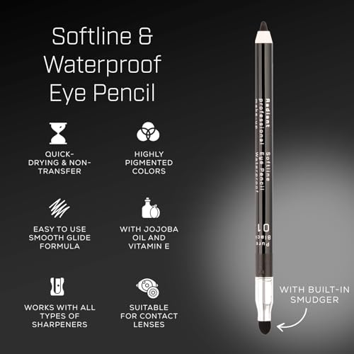 Radiant Professional Waterproof Black Eyeliner Pencil 01 - Long-Lasting & Smudge-Proof
