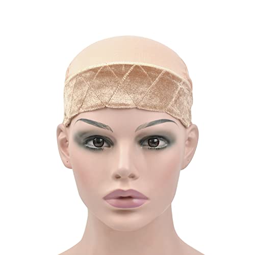 Wig Grip Cap for Women Wig Grip bands with Cap 2-in-1 Adjustable Comfortable Wigs Cap for Lace Front Wig (Beige)