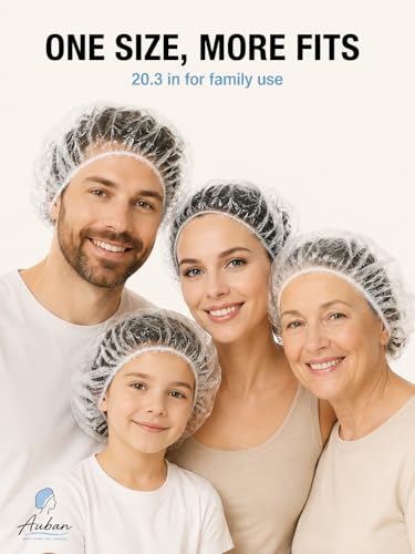 Auban 100PCS Large Shower Caps, Thick Waterproof Hair Caps 20.5"