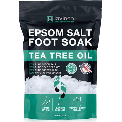 Lavinso Tea Tree Oil Foot Soak with Epsom Salt for Sore Feet & Calluses - 1 lb