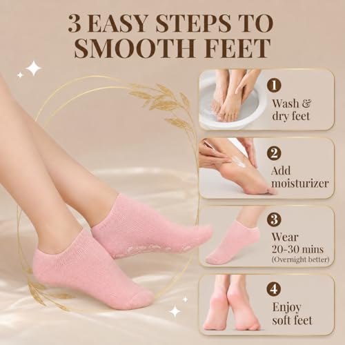 Nesgther Overnight Moisturizing Gel Socks for Dry Cracked Heels - 3 Pack