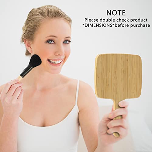 Natural Bamboo Hand Mirror with Handle - 6.9" x 9.9" Portable