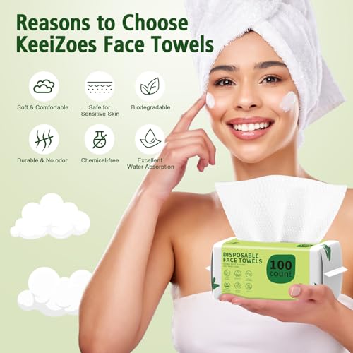 Biodegradable Face Towels 100 Count - Ultra Soft & Absorbent