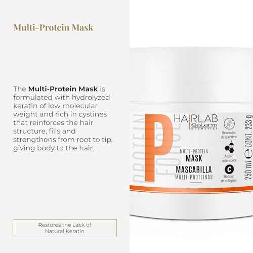 SALERM - Damaged Hair Mask - Multi-Proteins Hair Lab - 250 ml - Helps Replenish Natural Keratin - Adds Volume and Strength - Paraben-Free
