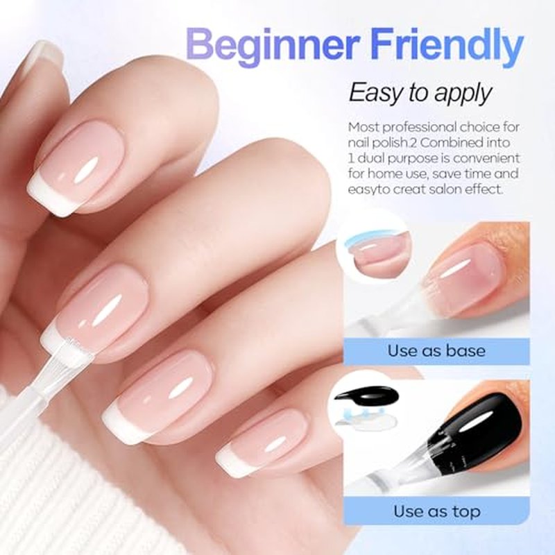 AZUREBEAUTY 2-in-1 Base & Top Coat Nail Polish - Quick-Dry, High-Gloss Shine, Gentle Formula