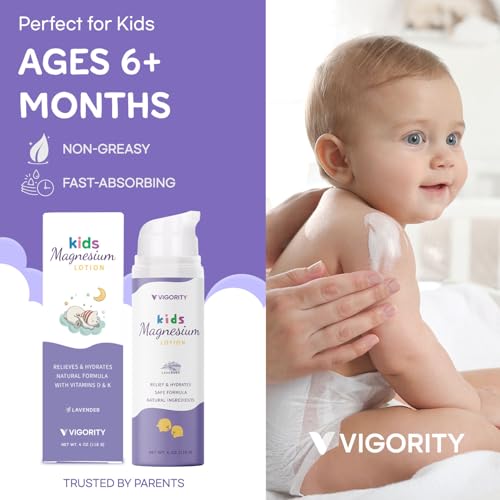 Vigority Magnesium Cream Lotion for Mama & Baby Kids Bundle - Bedtime Calming with Natural Ingredients, Lavender Oil, Shea Butter & Vitamins - Soothing Relief, Safe for Kids