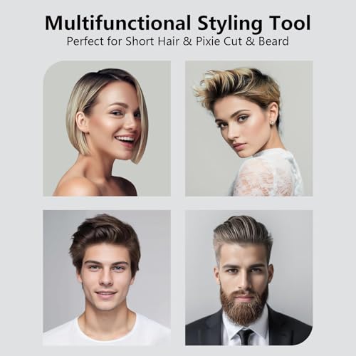 DSHOW Mini Flat Iron for Short Hair & Pixie Cuts - Anti-Scald, Adjustable Temp, Dual Voltage