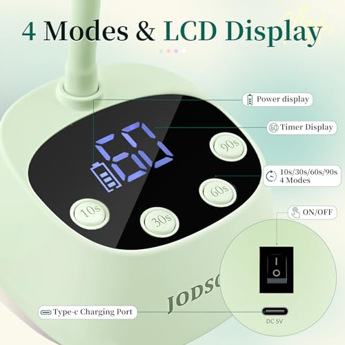 JODSONE Fast Curing UV Nail Lamp - Portable Gooseneck LED Dryer