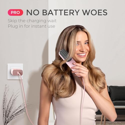 TYMO Cordless Hair Straightener Brush - Portable Ionic Hot Comb