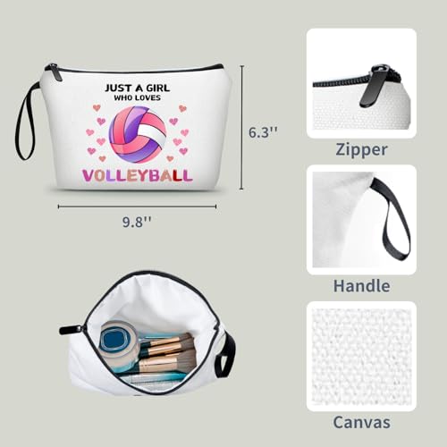 Volleyball Cosmetic Makeup Bag for Teen Girls | Canvas Pouch