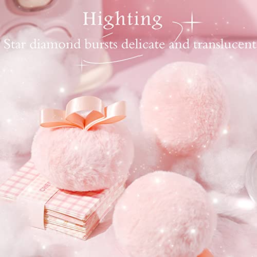 Diamond Shimmer Highlighter Powder Puff - Peach Glitter