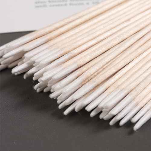 200PCS Precision Tip Cotton Swabs with Wooden Sticks, Pointed Tip Cotton Swabs for Nail Polish Touch Up, Disposable Makeup Applicators, Cotton Sticks for Makeup, Microblading Supplies