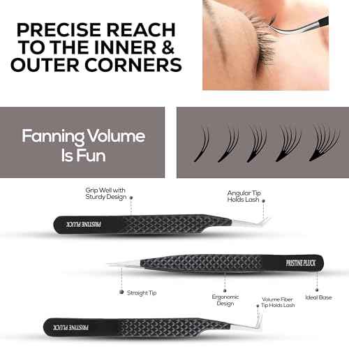 5-Piece Eyelash Extension Tweezers Set Precision Lash Tweezers with Anti-Slip Grip with fiber tip lash tweezers Tools for Lash Artists & eyelash tweezers for women (eyelash set black)