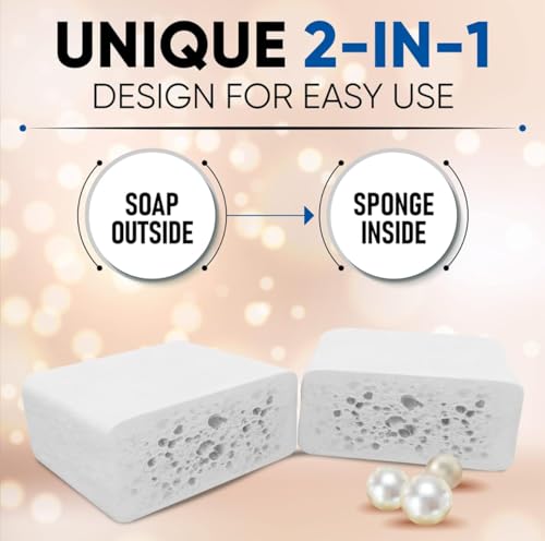 Mother of Pearl Soap Sponge - Exfoliating Body Scrubber (2-Pack)