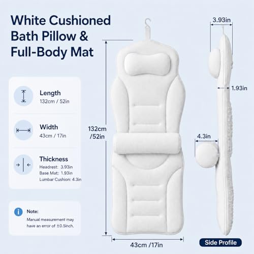 Full Body Bath Pillow with Lumbar Support & Suction Cups
