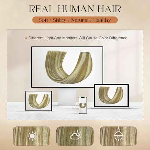 Clip in Hair Extensions Real Human Hair 26Inch 8pcs 130g Seamless Balayage Blonde Hair Extensions Clip Ins Double Weft Light Blonde Highlight Golden Blonde Invisible Straight Remy Human Hair for Women