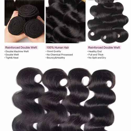 12A Human Hair Bundles 20 20 20 Inch Body Wave 100% Unprocessed Brazilian Virgin 3 Bundles Double Weft Body Wave Natural Black