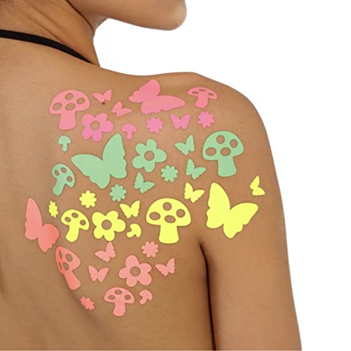 Sasswear Neon Blacklight Body Stickers - 40 Pack Glow Party