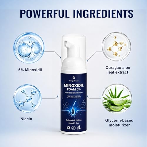 5% Minoxidil Foam for Thinning Hair Care - 2 Pack, 80ml Each
