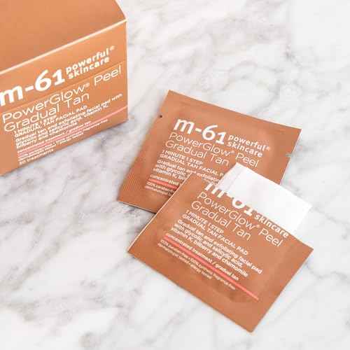 m-61 PowerGlow Peel Gradual Tan | Exfoliating Facial Peel, Build A Streak-Free Radiant Glow