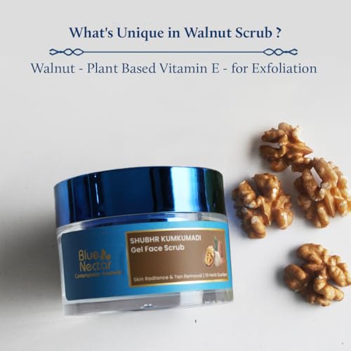 Blue Nectar Bakuchiol Anti Aging Serum for Fine Lines (1 Fl Oz) & Paired Walnut Gel Face Scrub, delicately exfoliating for both Women & Men (1.76 Oz)