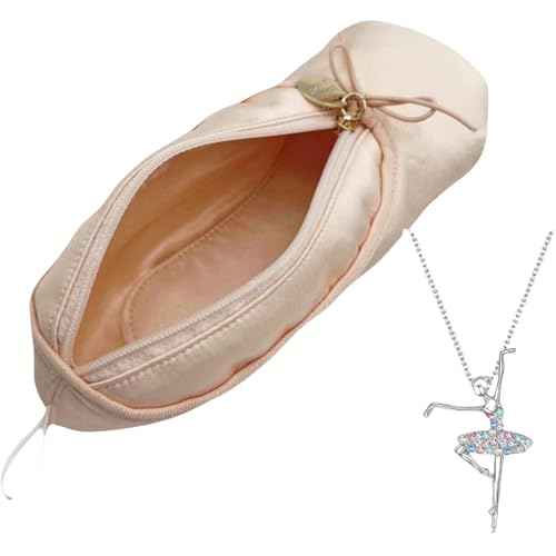 Ballet Dance Shoe Makeup Bag For Little Girls, Ballerina Slipper Makeup Pouch Bag, Ballet Pointe Shoes Gifts (Pink-N1)