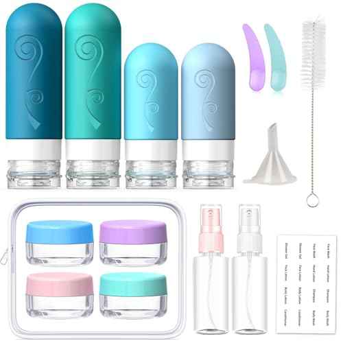 vodvob 16 Pack Travel Bottles Set for Toiletries, TSA Approved Travel Containers Leak Proof Silicone Squeezable Travel Accessories 2oz 3oz for Shampoo Conditioner Lotion Body Wash (BPA Free) (blue)