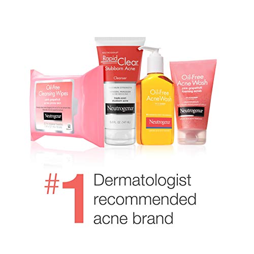 Neutrogena Oil Free Pink Grapefruit Acne Face Wash, 6.7 fl. oz (Pack of 3) with Neutrogena Body Clear Acne Treatment Body Wash, 3 x 8.5 fl. Oz