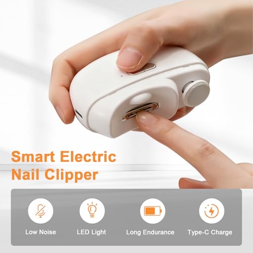 Upgraded 3-in-1 Electric Nail Clipper with LED Light - Easy Operation for Seniors & Kids