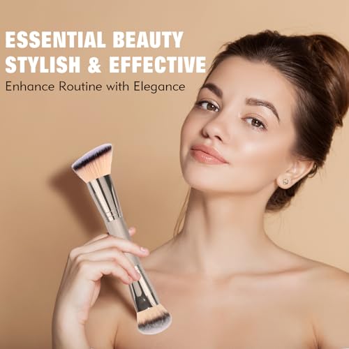 dpolla 2Pcs Dual-Ended Foundation Makeup Brushes Set - Face, Powder, Blush & Contour Tools