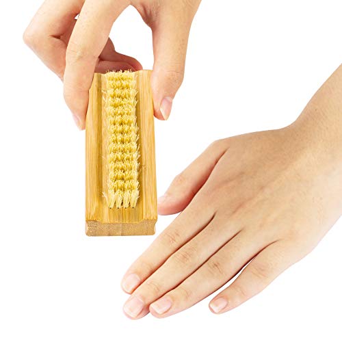 Bamboo Nail Brush Set - 2PCS Double-Sided Firm Sisal Scrub Brush for Nails and Toes