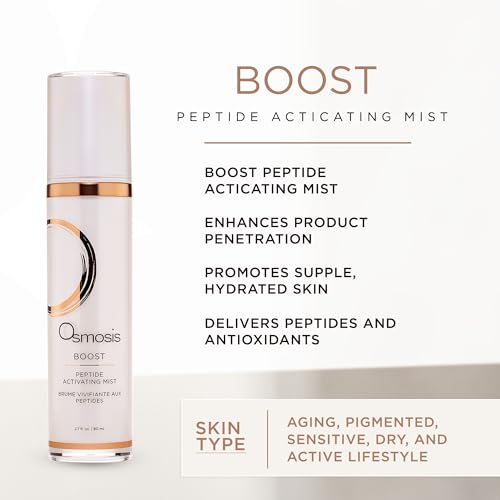 OSMOSIS BOOST Peptide Activating Hydrating Facial Mist with Hyaluronic Acid for Aging, Pigmented, Sensitive and Dry Skin, 2.7 Fl Oz