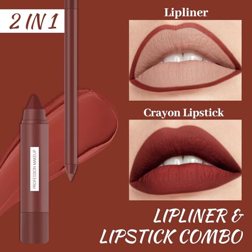 DAGEDA 3-Piece Matte Lip Liner & Lipstick Set, Waterproof