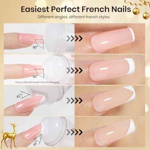 Beetles Nail Stamp 3Pcs Silicone French Tip Nail Stamp Kit with Replacement Nail Stamper Heads and Scrapers Soft Silicone Nail Printing Tool for Home Manicure Diy Nail Art Salon Gifts for Girls