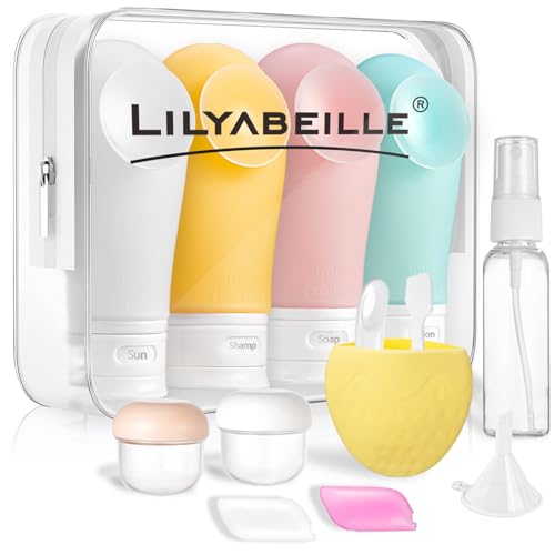 Travel Bottles - 14 Pack Leak Proof, TSA Approved 3oz Travel Size Containers with Suction Cup, Refillable Toiletry Accessories for Shampoo, Conditioner