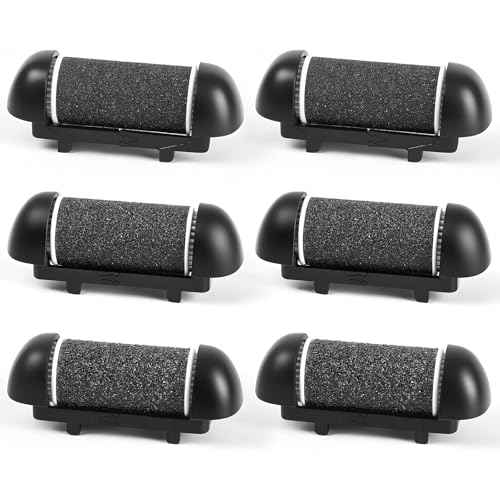 6pcs Replacement Roller Refill Heads for Electric Callus Remover,Feet Pedicure Kit Refill Rollers, 2 Extra Coarse, 2 Regular Coarse, 2 Fine Coarse Refill Rollers (Black)