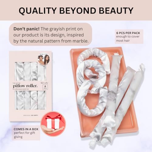 Satin Pillow Flexi Rods 6-Piece Heatless Overnight Hair Curlers Set, Marble