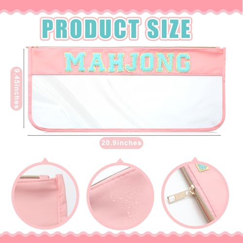 American Mahjong Tile Bag with Gold Zipper - Pink Blue