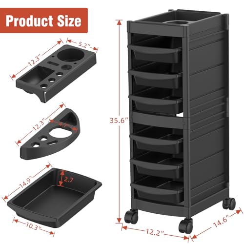 7-Layer Salon Trolley Cart with 6 Drawers & Wheels