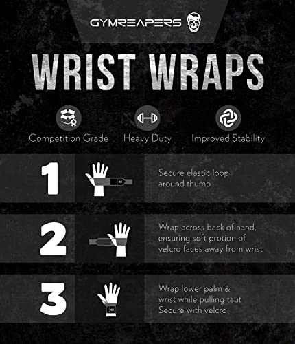 Gymreapers Weightlifting Wrist Wraps (Competition Grade) 18" Professional Quality Wrist Support with Heavy Duty Thumb Loop - Best Wrap for Powerlifting, Strength Training, Bodybuilding(White,18")