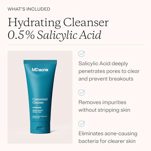 MDacne 3 Step Retinol Acne Kit - Retinol Cream 0.25%, Salicylic Acid Cleanser, Niacinamide Moisturizer - Plant-Based kit for Hormonal Acne, Blemishes, Wrinkles, 60 Day Acne Kit